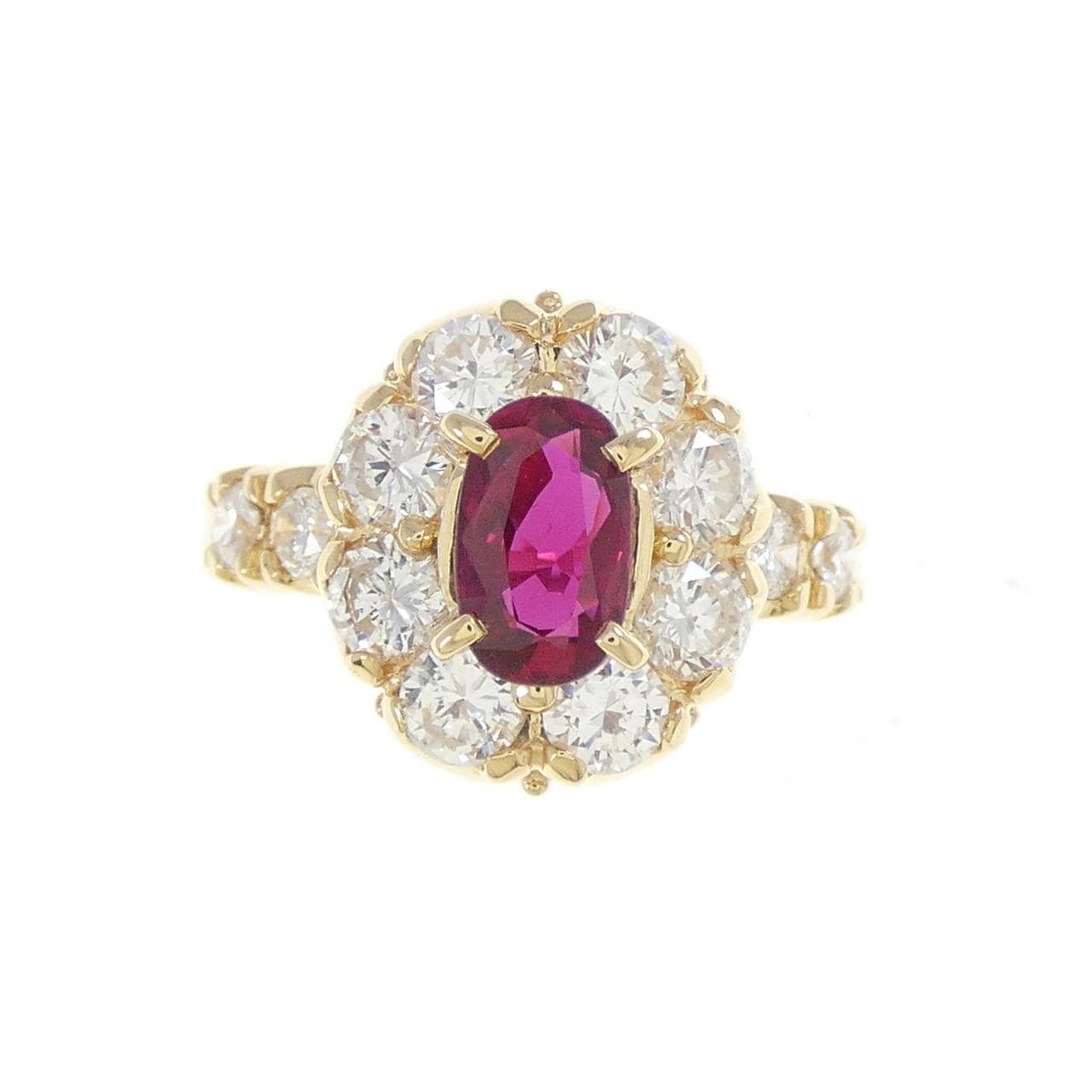 K18YG ルビー リング 0.89CT