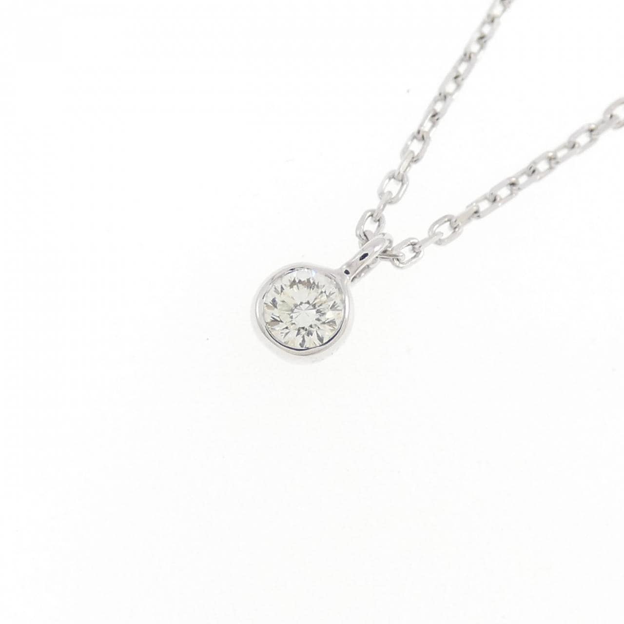 K18WG ソリティア ダイヤモンド ネックレス 0.10CT