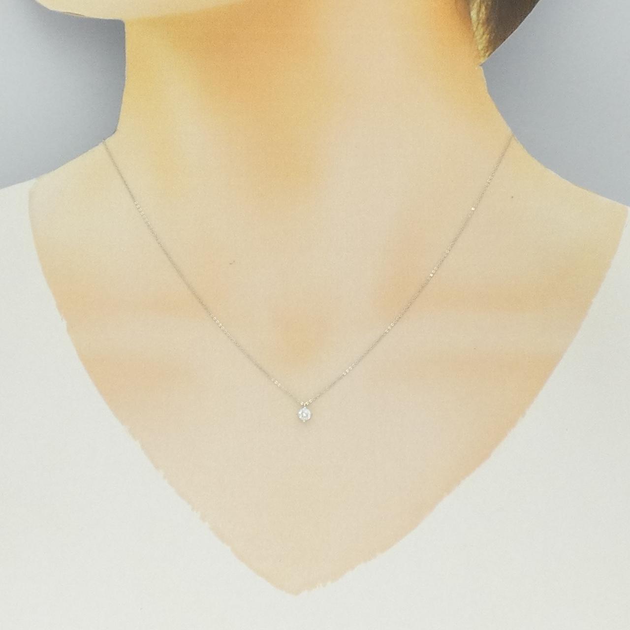 K18WG ソリティア ダイヤモンド ネックレス 0.12CT