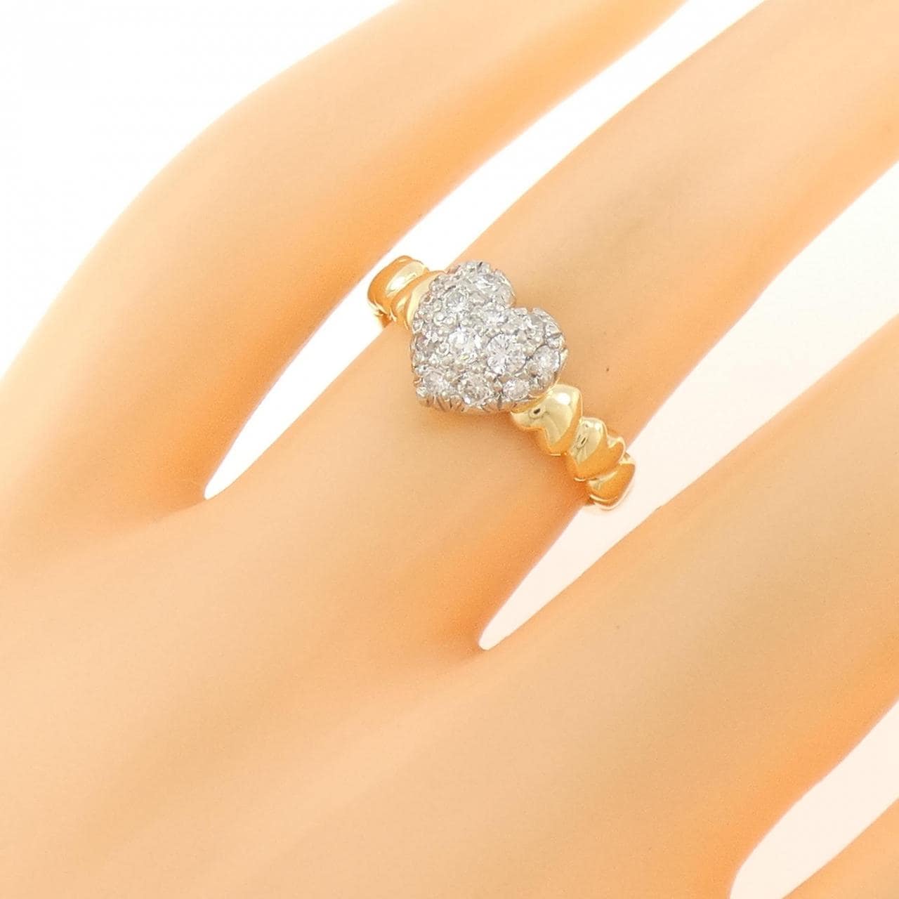 K18YG/PT900 ハート ダイヤモンド リング 0.30CT
