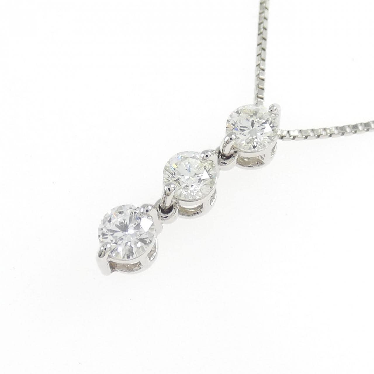 PT900/PT850スリーストーン  ダイヤモンド ネックレス 0.50CT