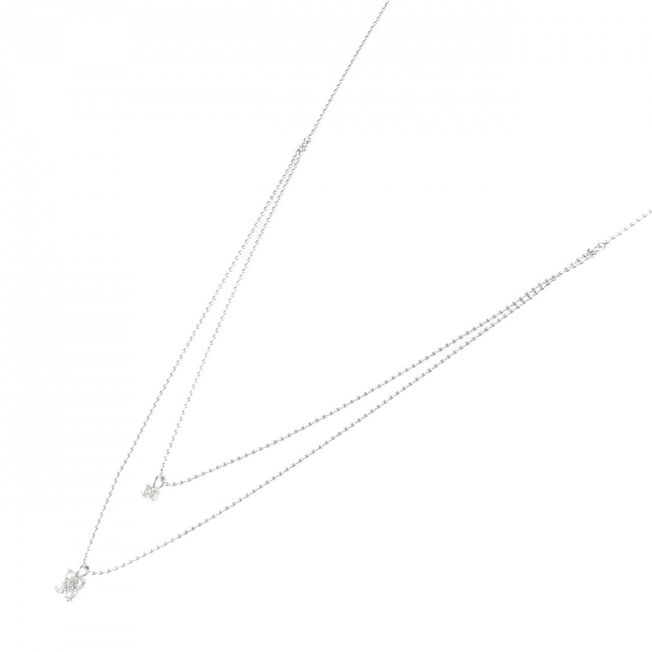 K18WG フラワー ダイヤモンド ネックレス 0.20CT