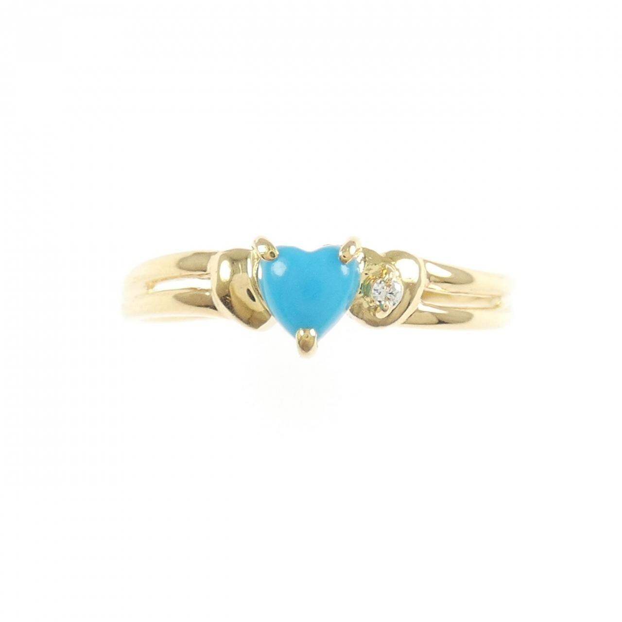 K18YG ハート ターコイズ リング