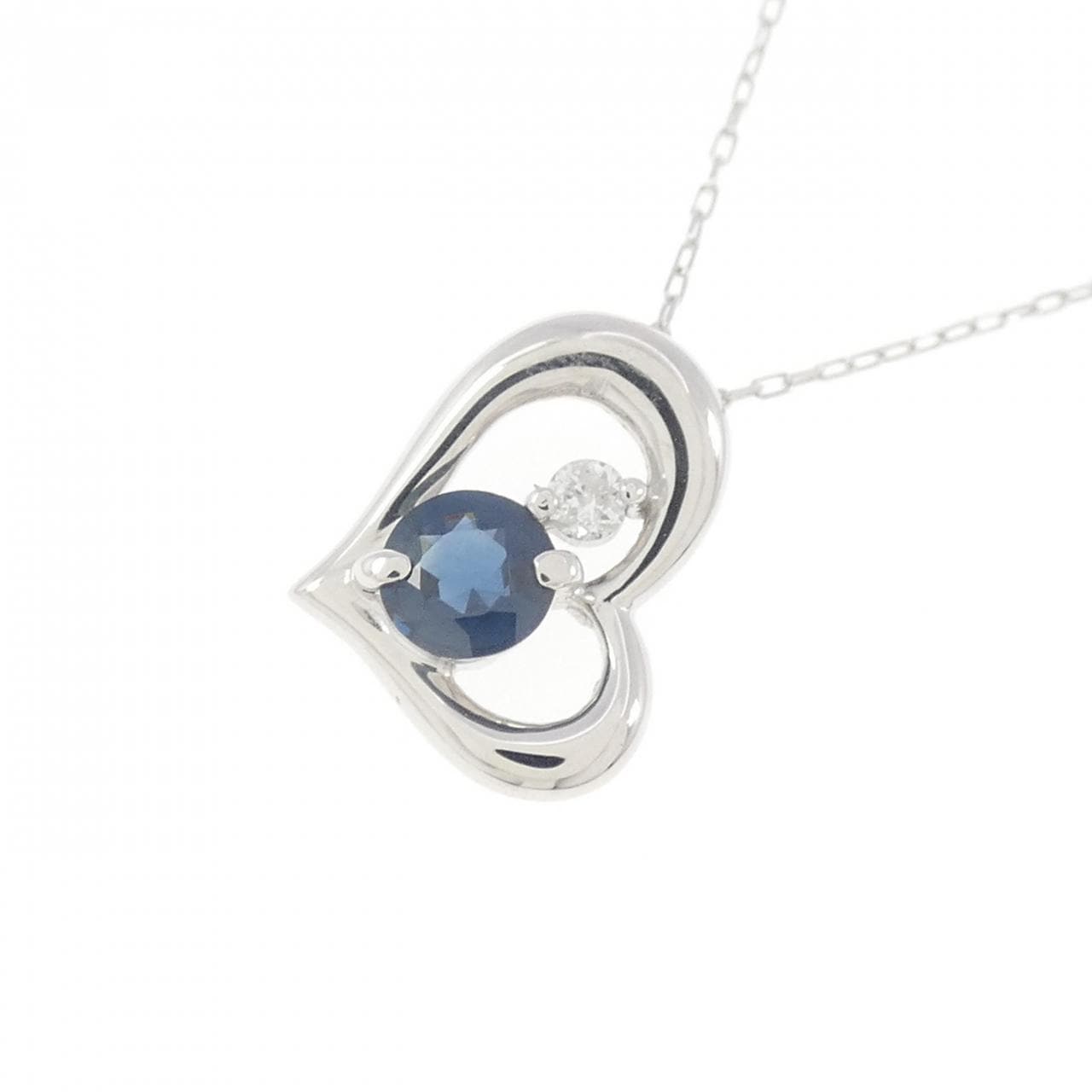 K14WG/K18WG Heart Sapphire Necklace