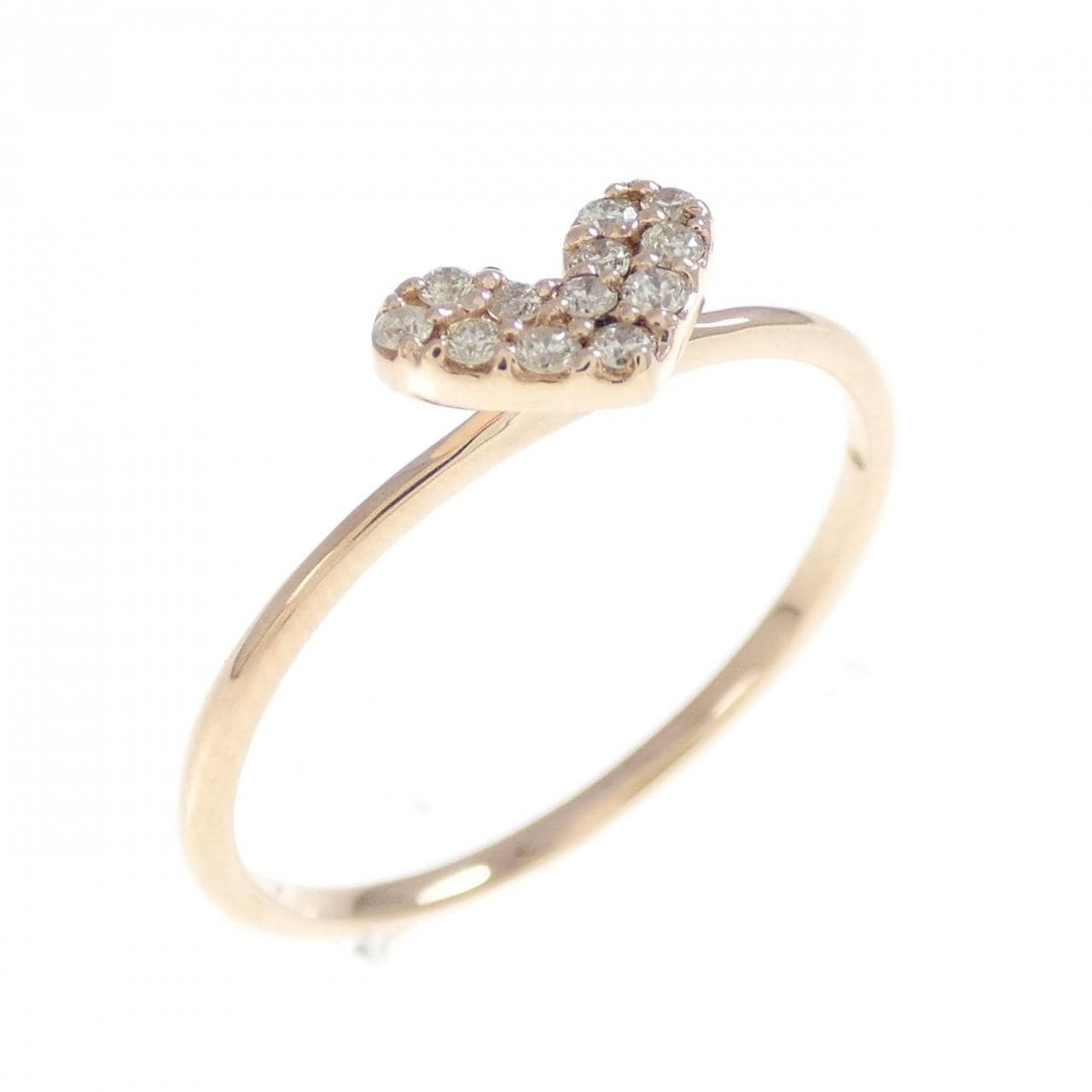 K10PG ハート ダイヤモンド リング