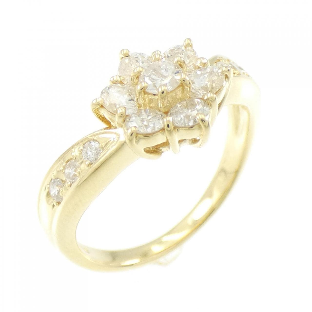 K18YG フラワー ダイヤモンド リング 0.71CT