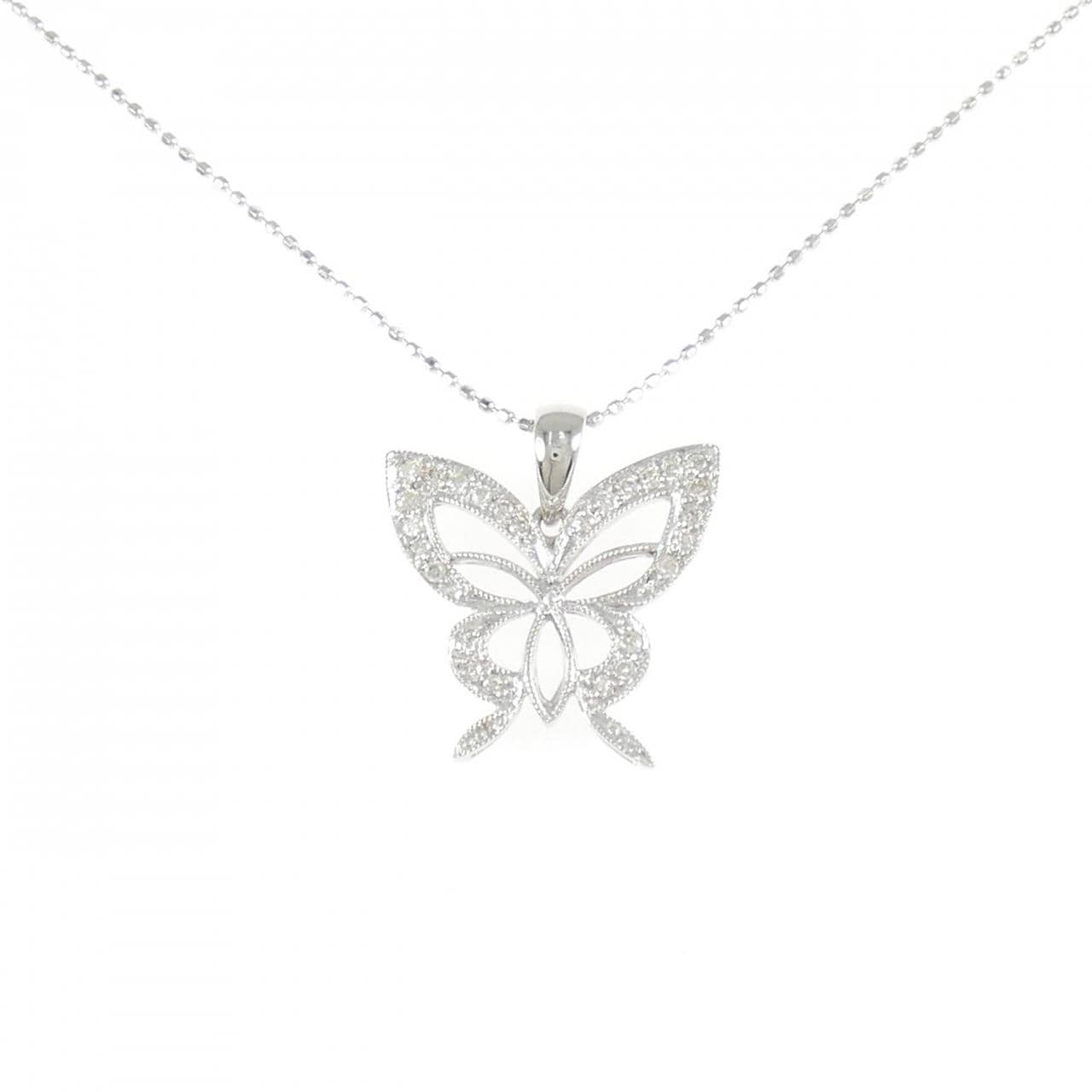 585WG/K14WG バタフライ ダイヤモンド ネックレス