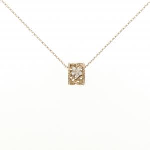 K18PG フラワー ダイヤモンド ネックレス 0.12CT