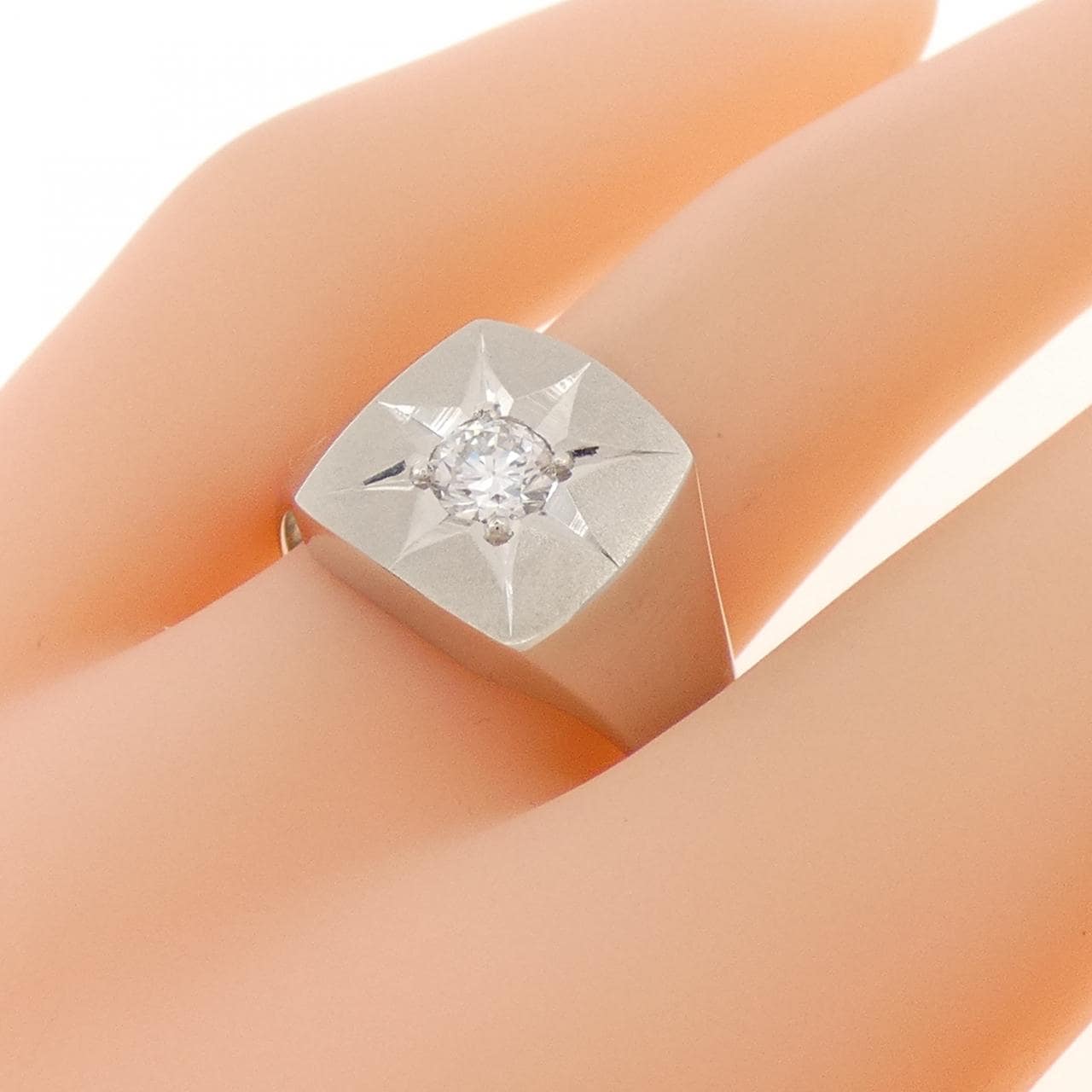 PT900 印台 ダイヤモンド リング 0.34CT
