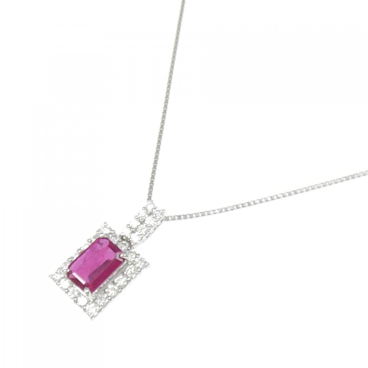 PT900/PT850 ルビー ネックレス 0.952CT