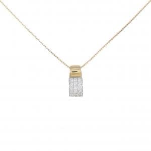 K18YG/K18WG パヴェ ダイヤモンド ネックレス 0.19CT