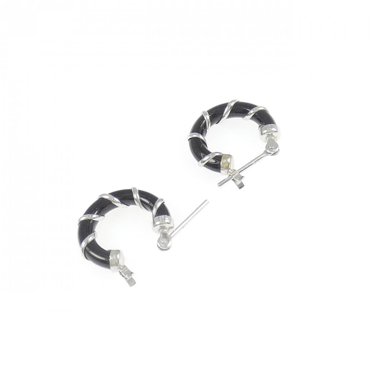 【新品】K14WG オニキス フープ ピアス