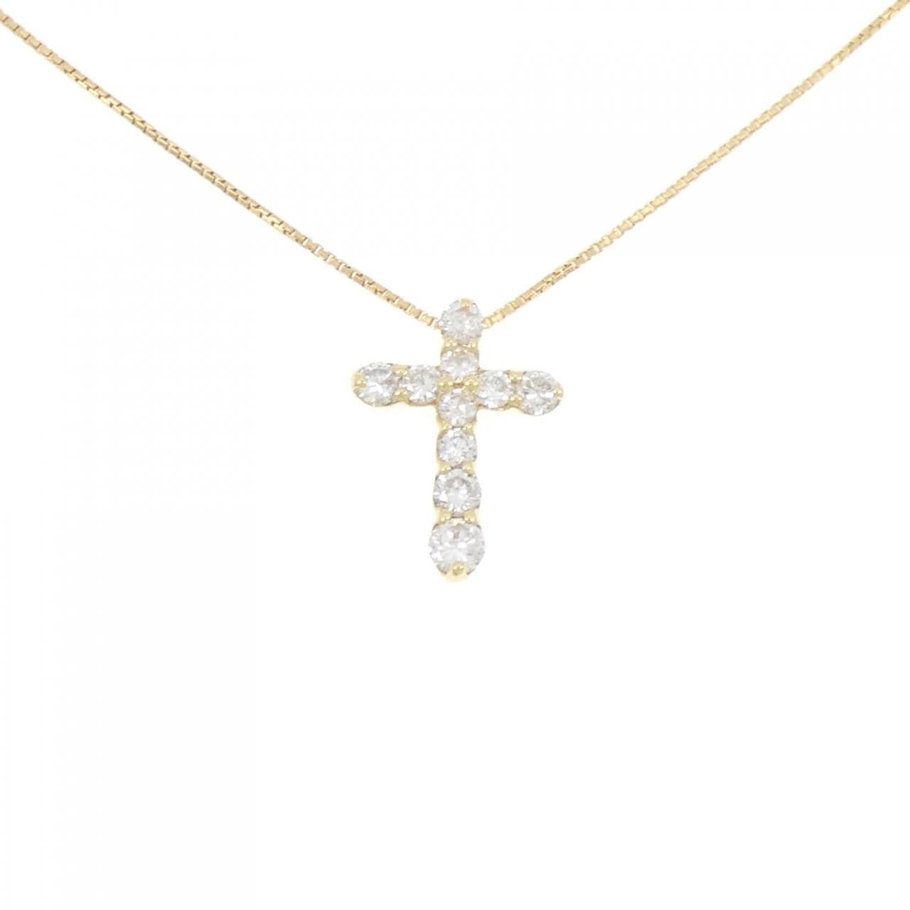 K18YG クロス ダイヤモンド ネックレス 0.5CT