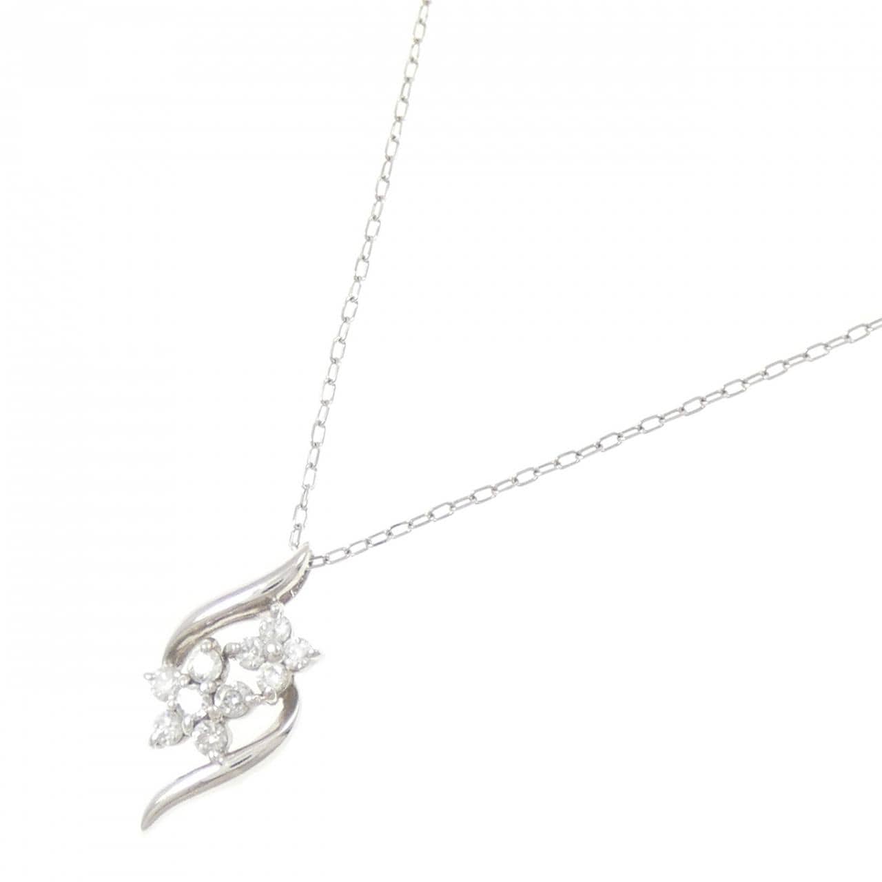 PT900/PT850 フラワー ダイヤモンド ネックレス 0.12CT