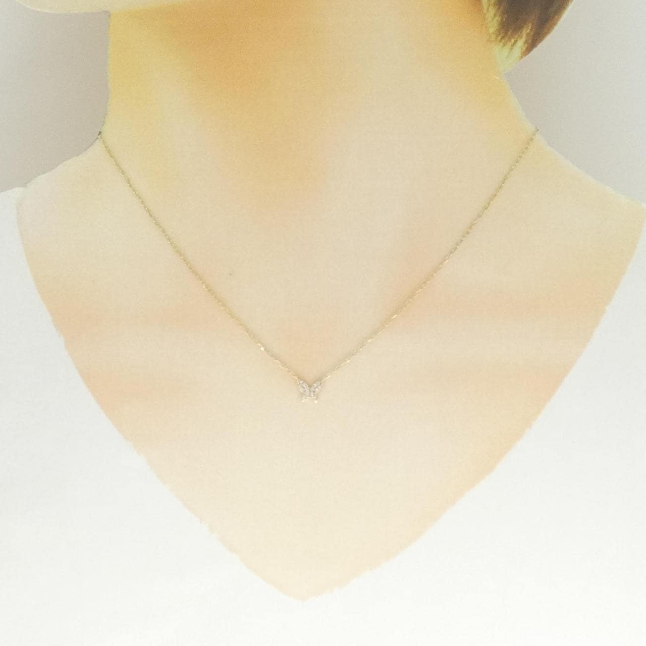 K10YG バタフライ ダイヤモンド ネックレス 0.09CT