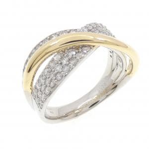 【新品】PT900/K18YG パヴェ ダイヤモンド リング 1.04CT
