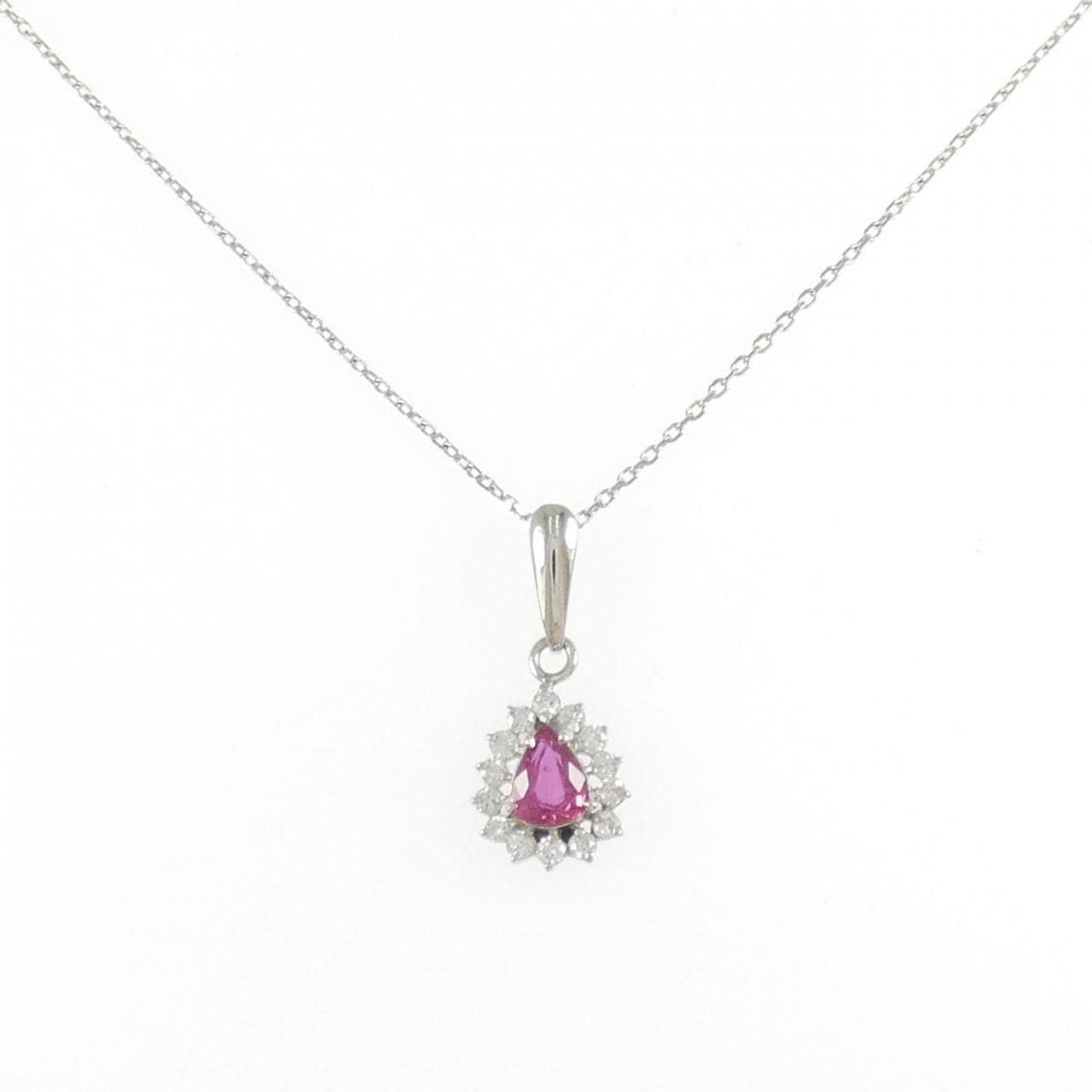 PT900/PT850 ルビー ネックレス 0.34CT