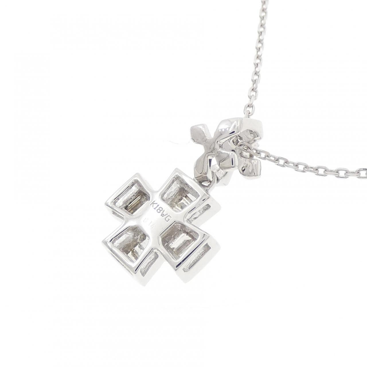 K18WG クロス ダイヤモンド ネックレス 0.14CT