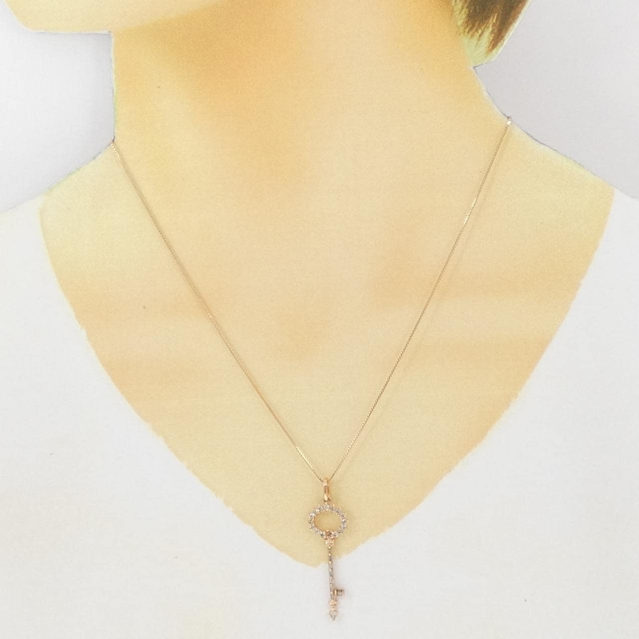 K18PG キー ダイヤモンド ネックレス 0.40CT