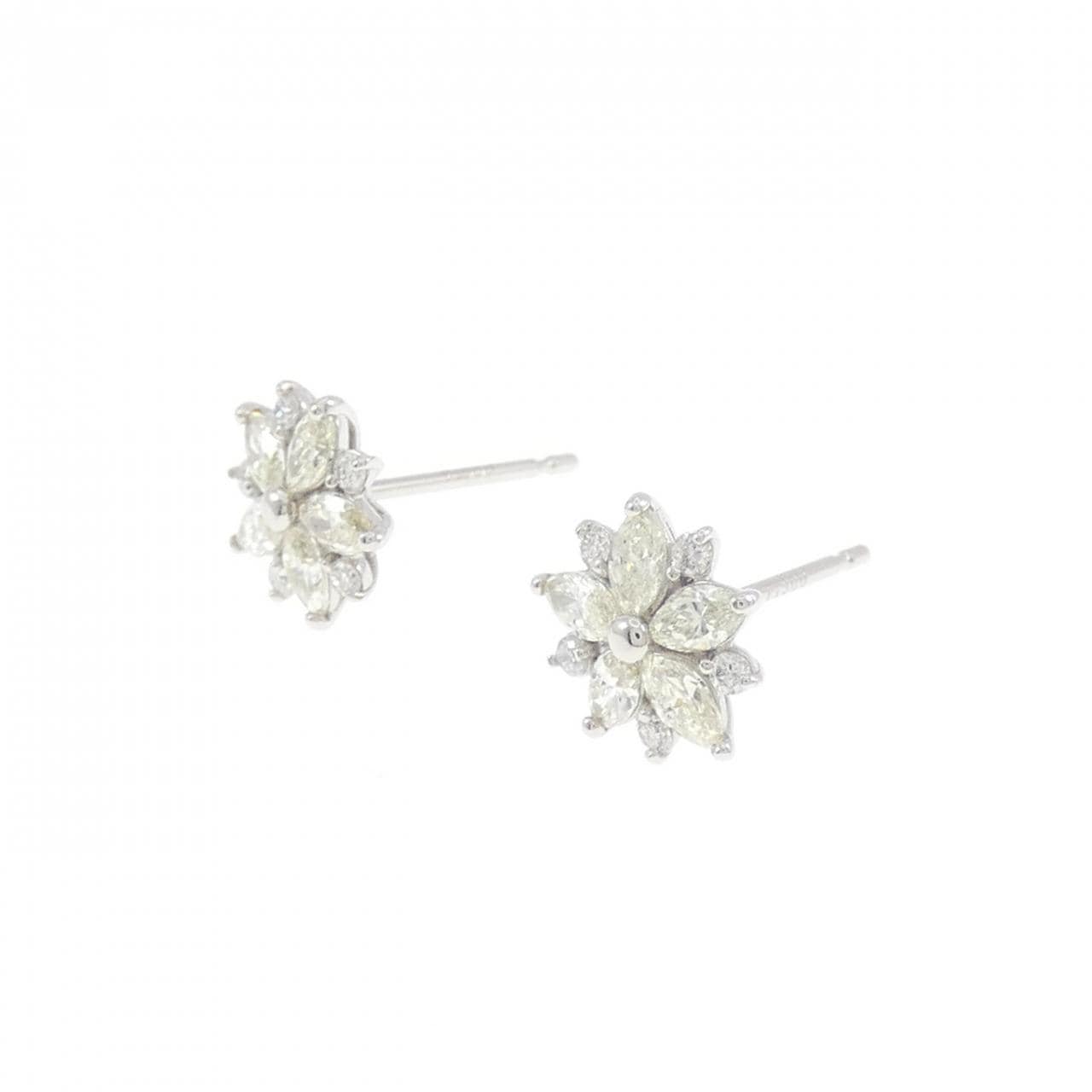 【新品】PT900 フラワー ダイヤモンド ピアス 0.50CT