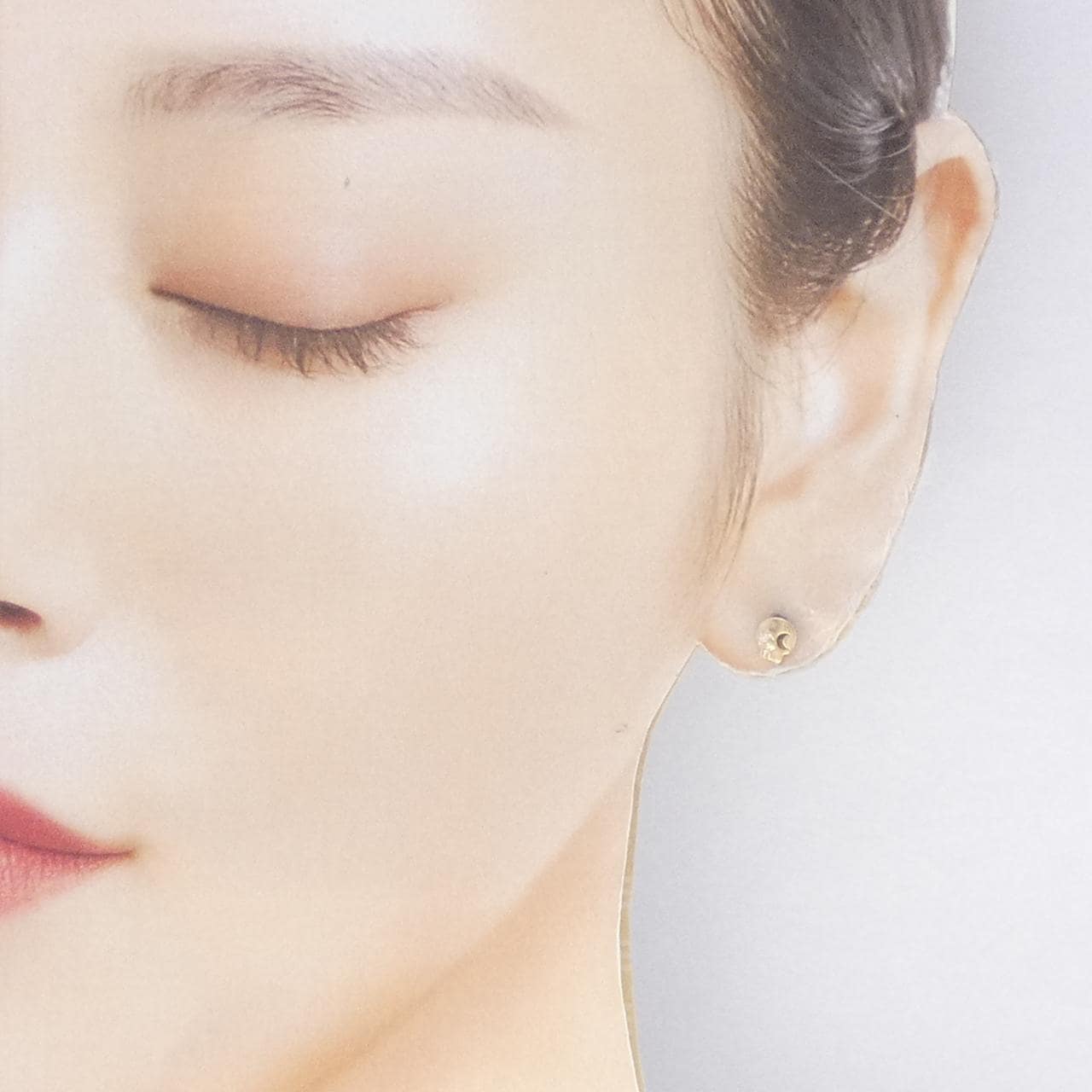 K10YG 骷髏 x 月亮鑽石耳環