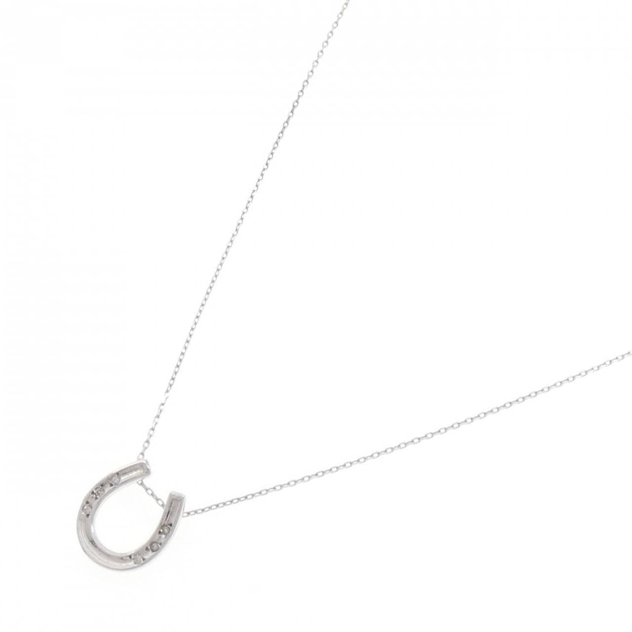 K10WG ホースシュー ダイヤモンド ネックレス 0.02CT