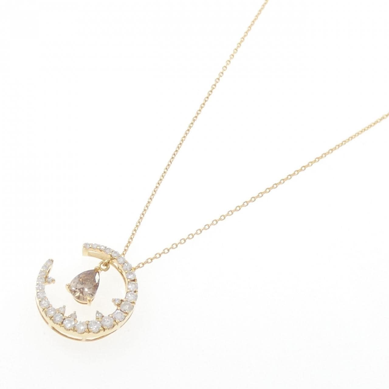 K18YG Moon Diamond Necklace 0.50CT