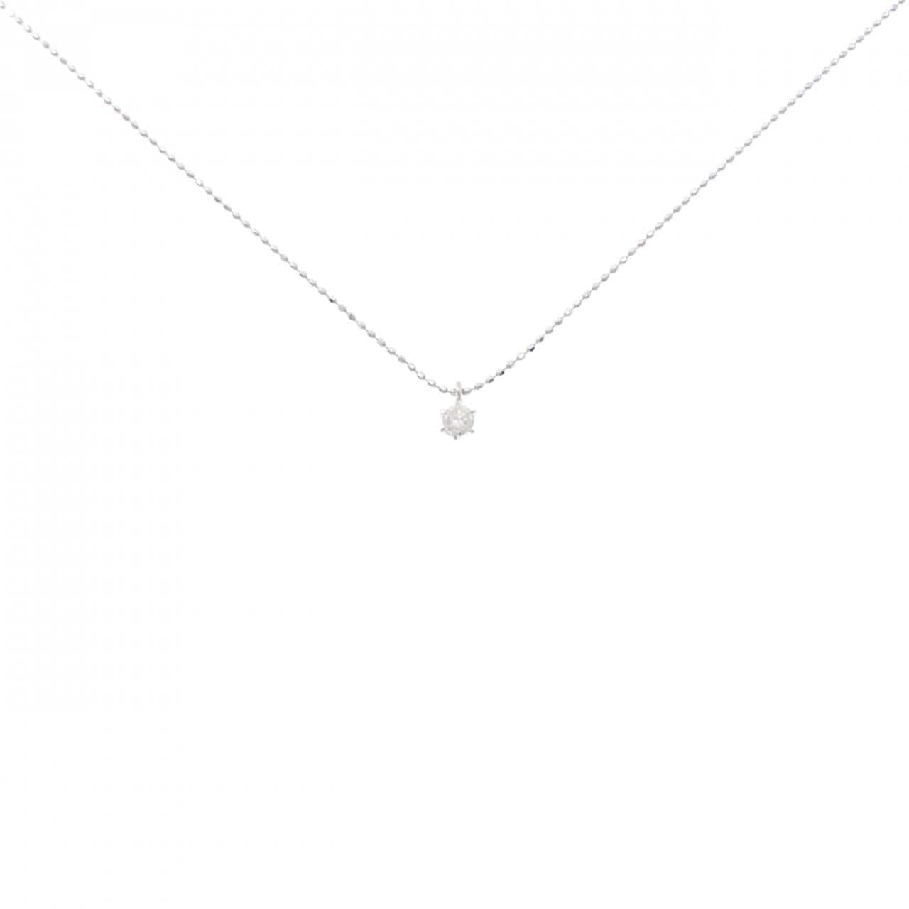 K18WG单钻钻石项链 0.1CT