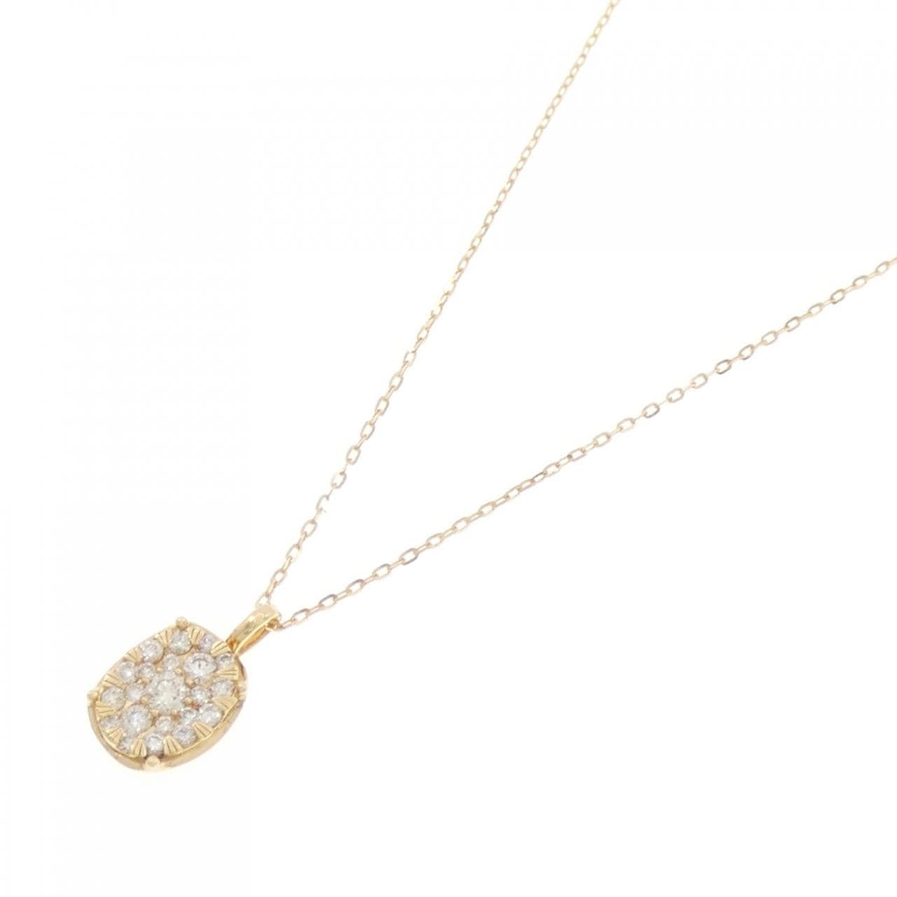 K18YG パヴェ ダイヤモンド ネックレス 0.14CT