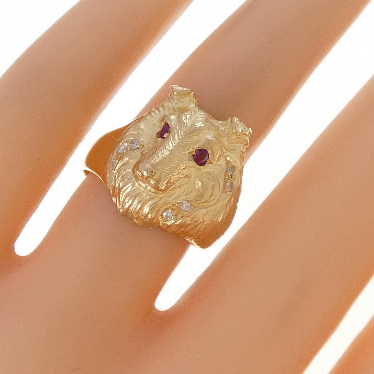 K18YG ドッグ ルビー リング