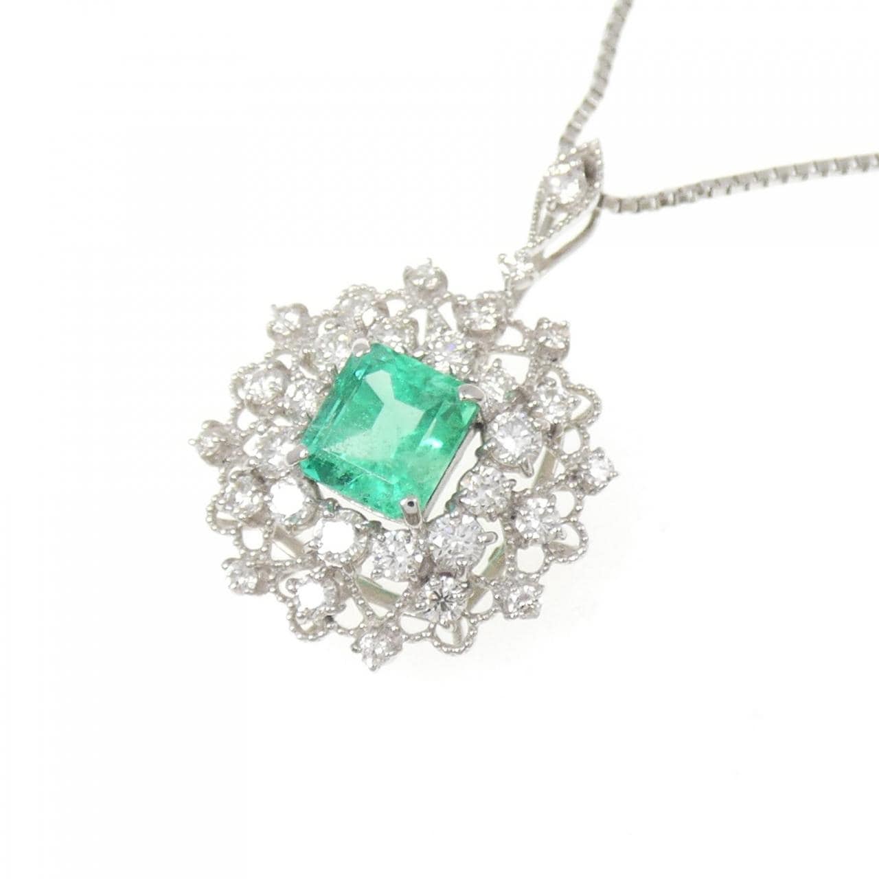 PT950/PT850 エメラルド ネックレス 0.986CT