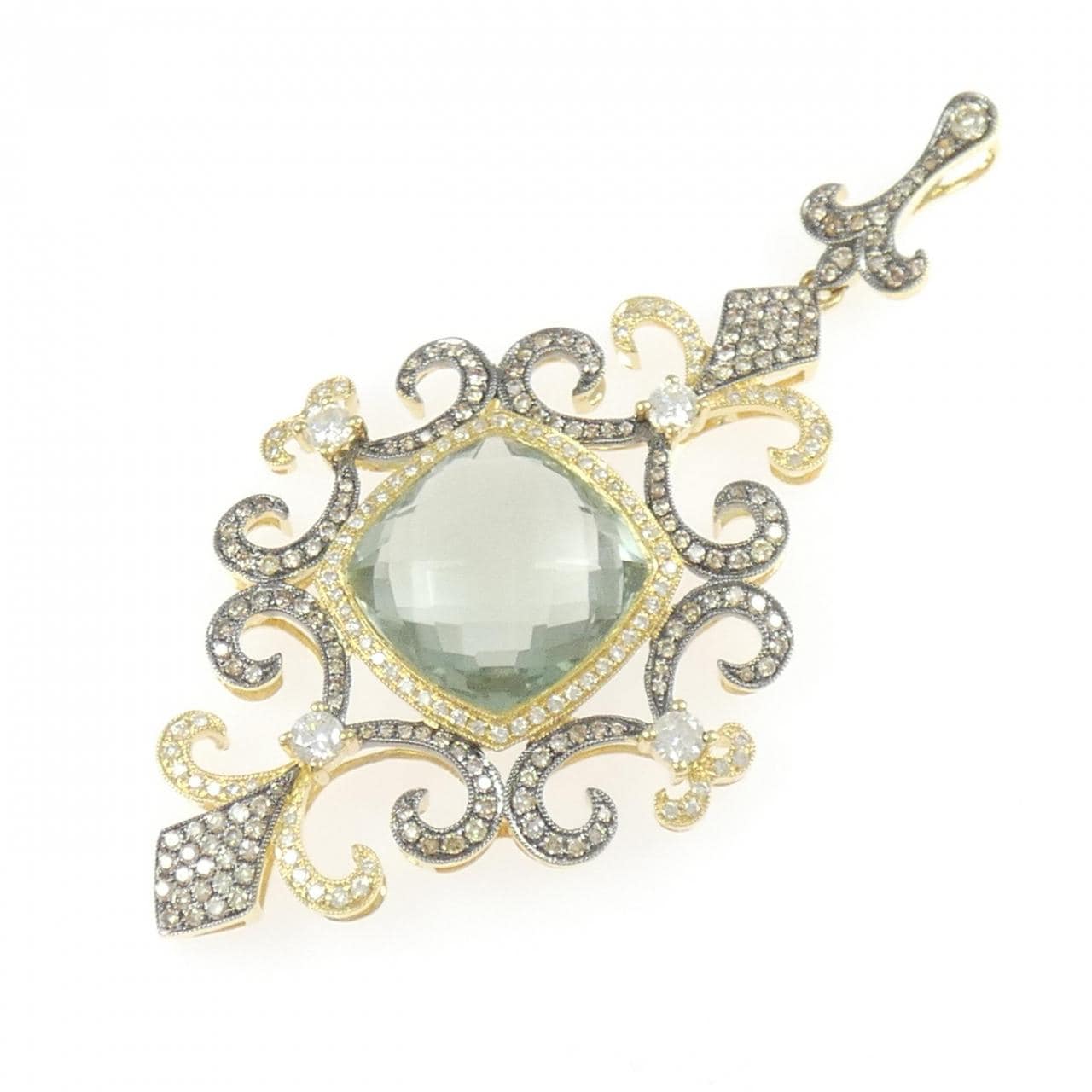 K18YG/K18BG クオーツ ペンダント 12.94CT