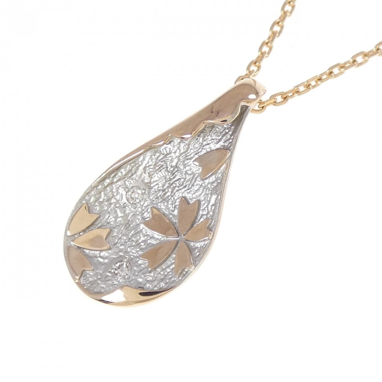 K18PG/K18WG フラワー ダイヤモンド ネックレス 0.01CT
