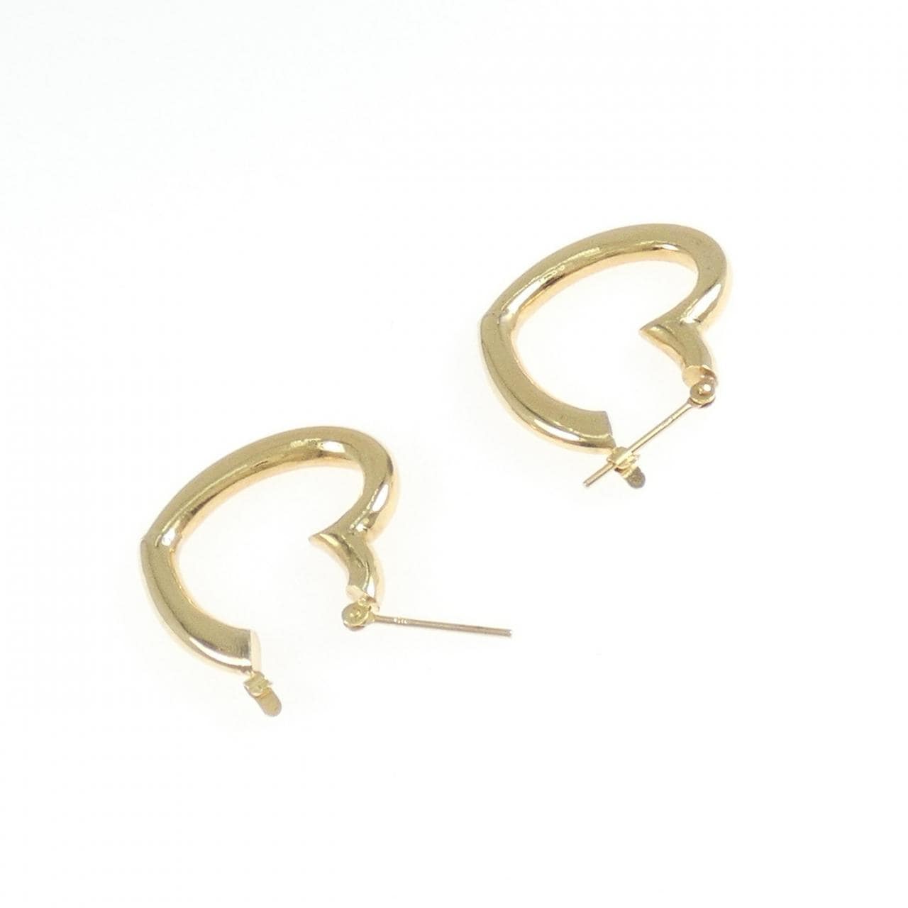 [BRAND NEW] K18YG Heart Hoop Earrings