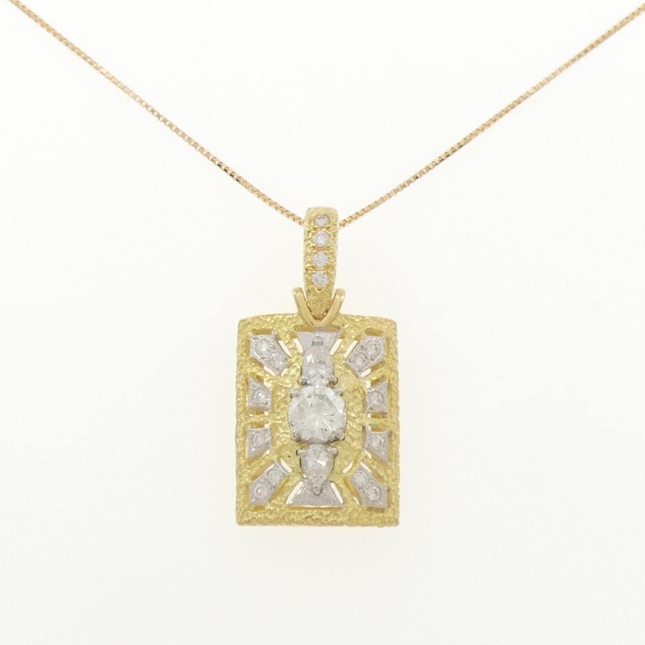 K18YG/PT900 ダイヤモンド ネックレス 0.784CT K VS2 Good