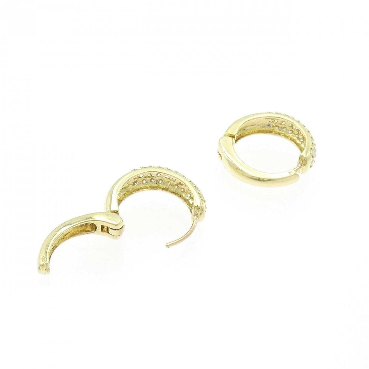 K18YG パヴェ ダイヤモンド フープ ピアス 1.00CT