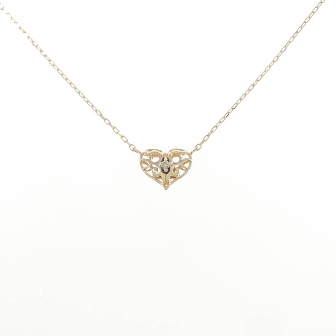 K10YG ハート サファイヤ ネックレス