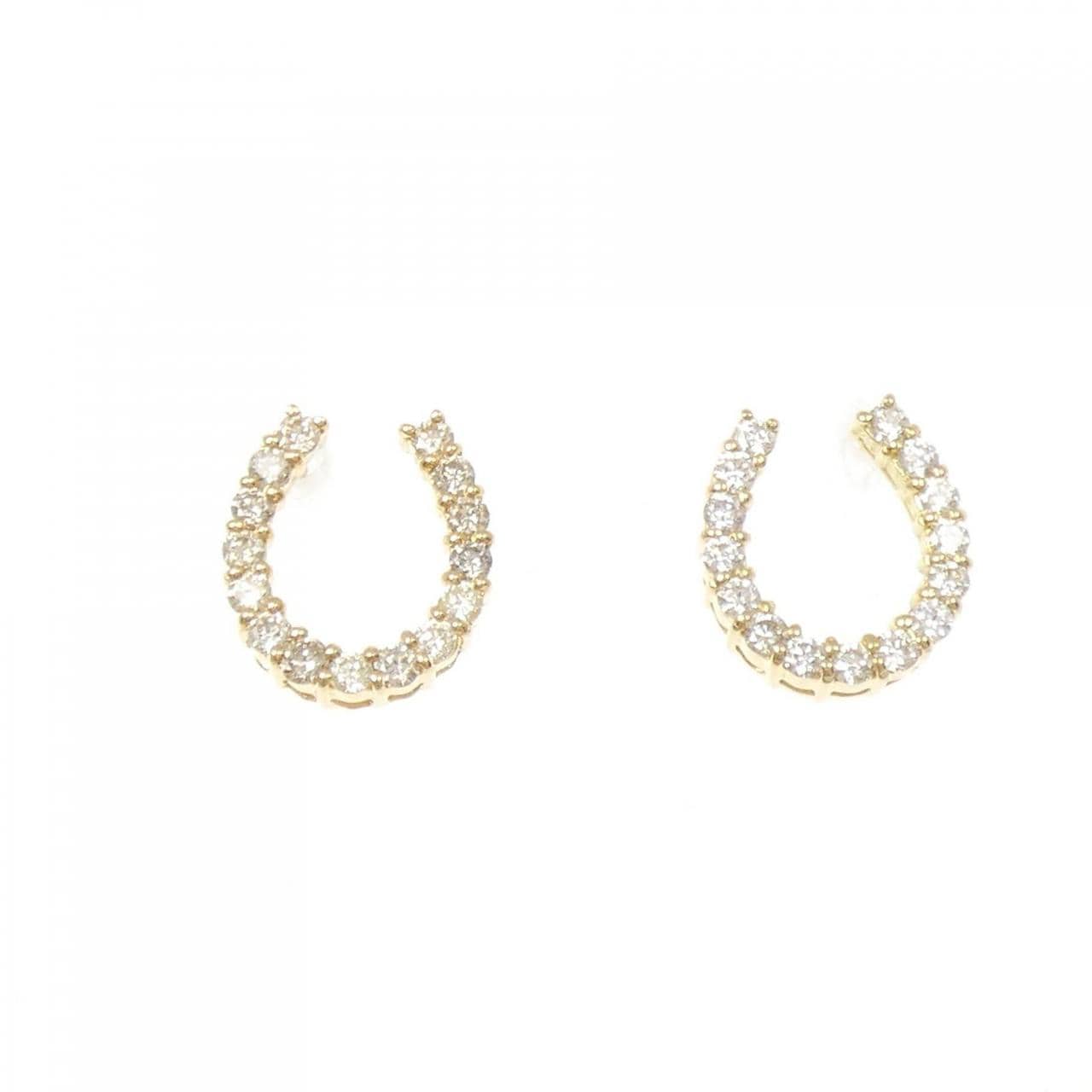 【新品】K18YG ホースシュー ダイヤモンド ピアス 0.40CT