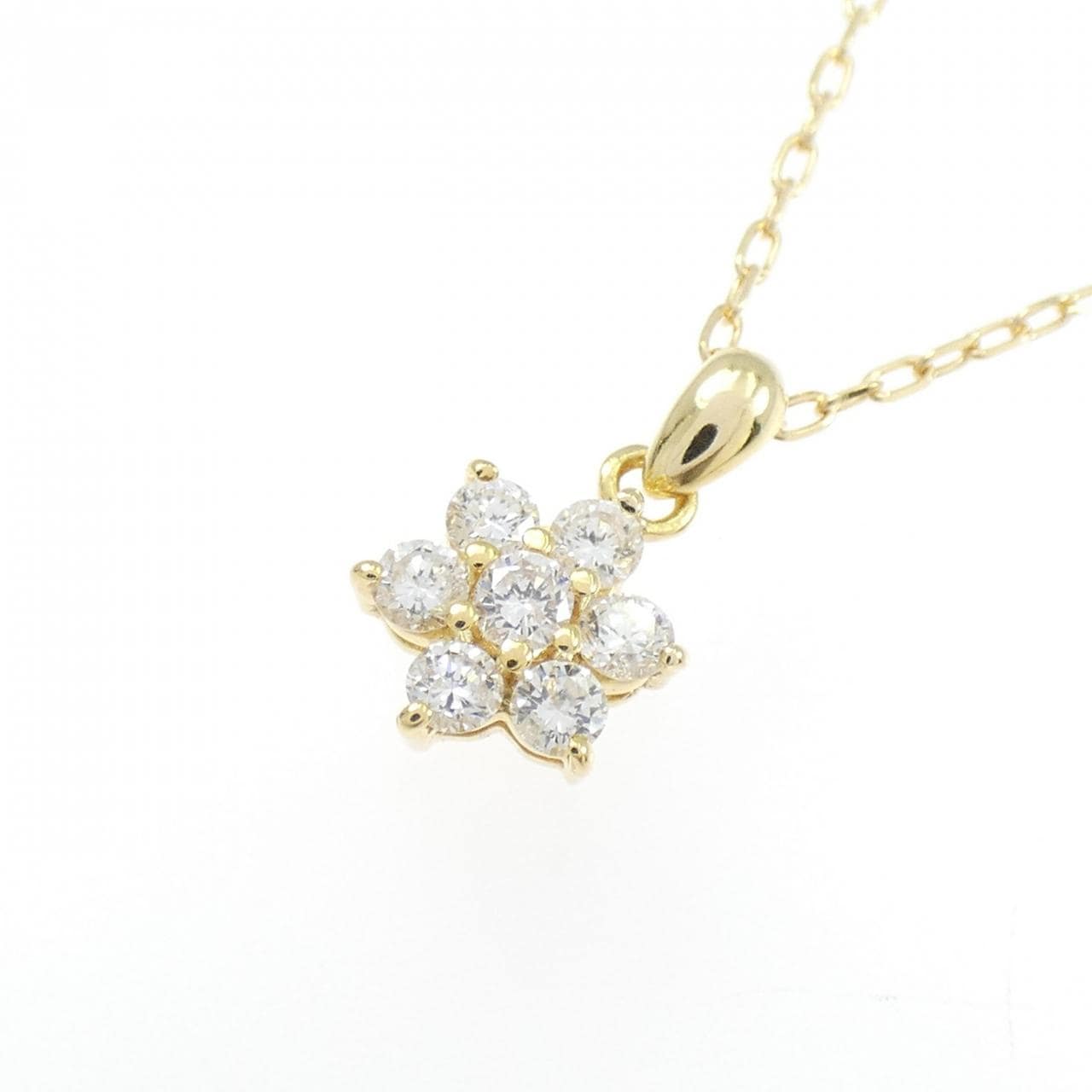 K18YG フラワー ダイヤモンド ネックレス 0.23CT