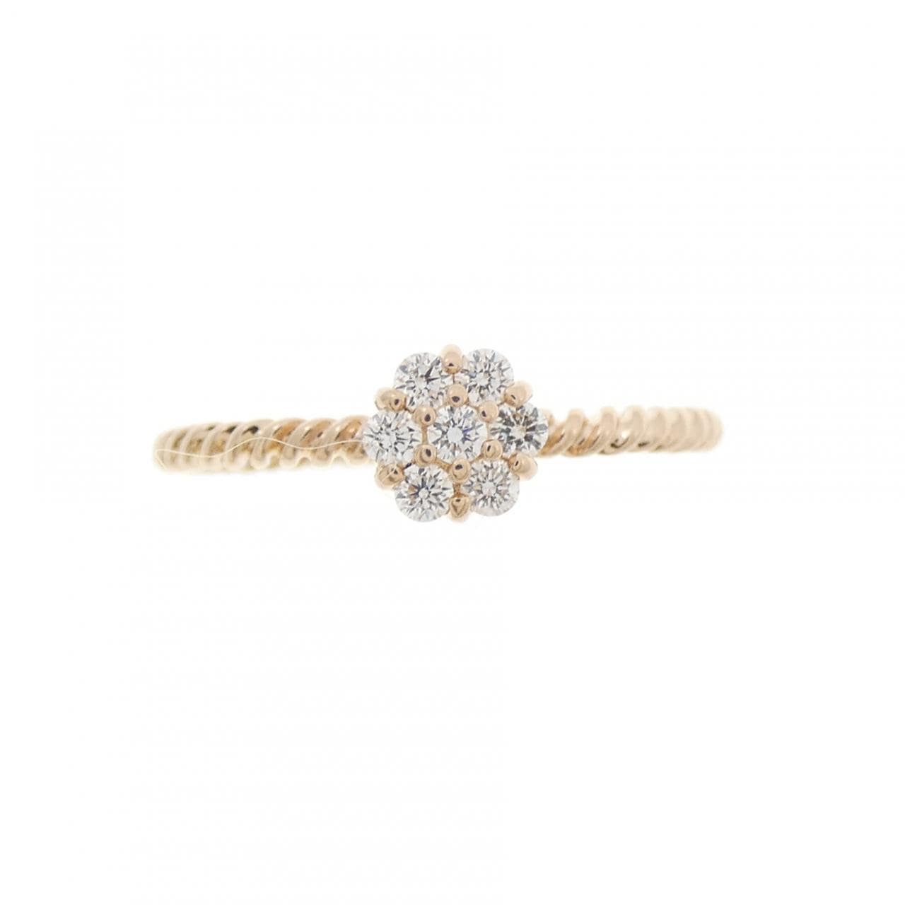 K18PG フラワー ダイヤモンド リング 0.11CT