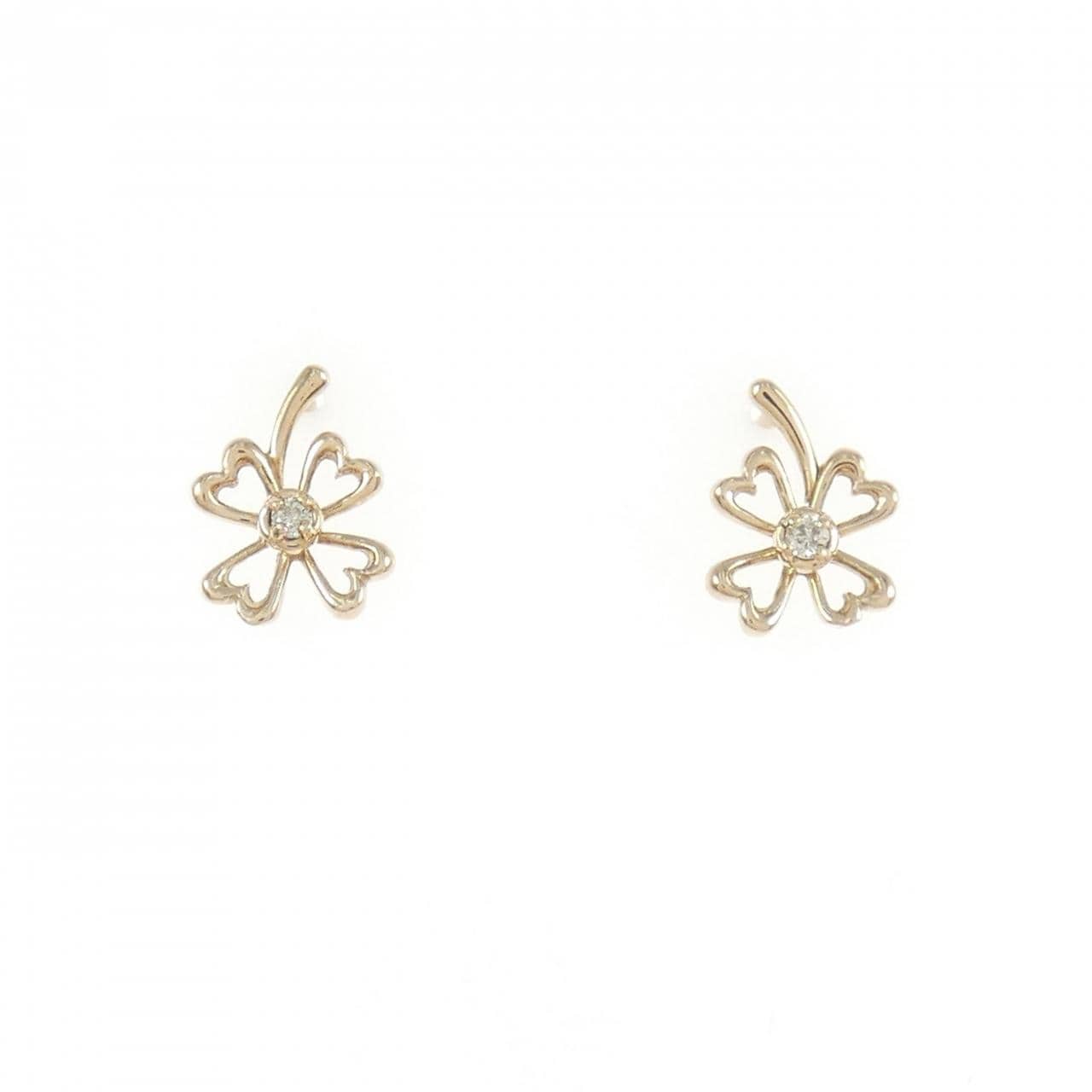 K18PG フラワー ダイヤモンド ピアス 0.02CT