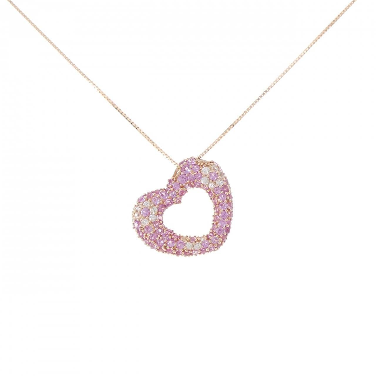 K18PG ハート サファイヤ ネックレス 1.55CT