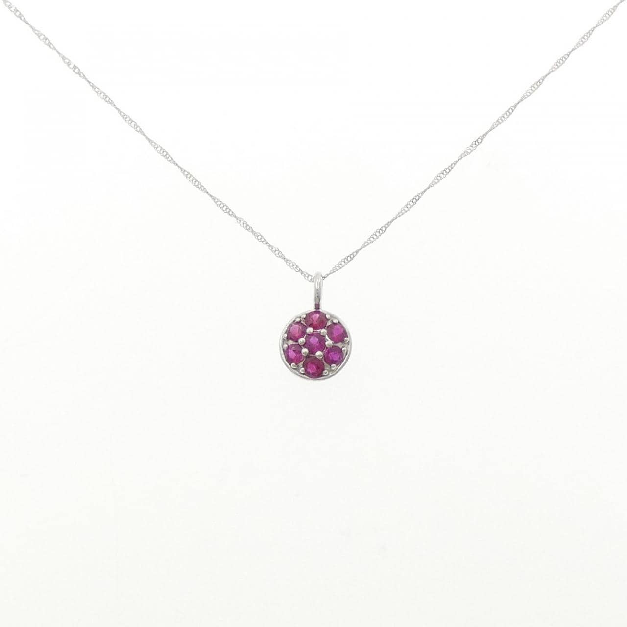 K18WG ルビー ネックレス 0.35CT
