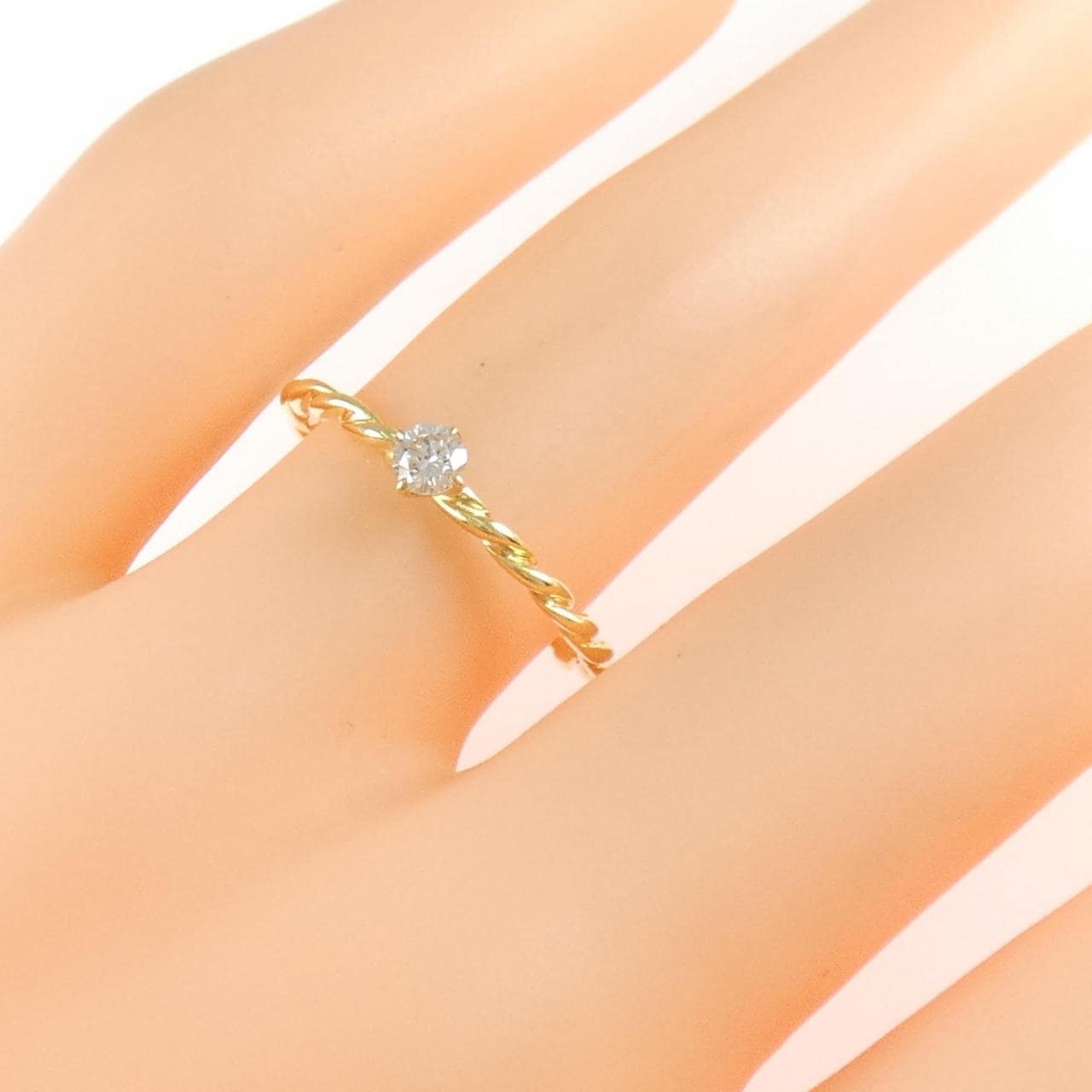 K18YG ソリティア ダイヤモンド リング 0.10CT