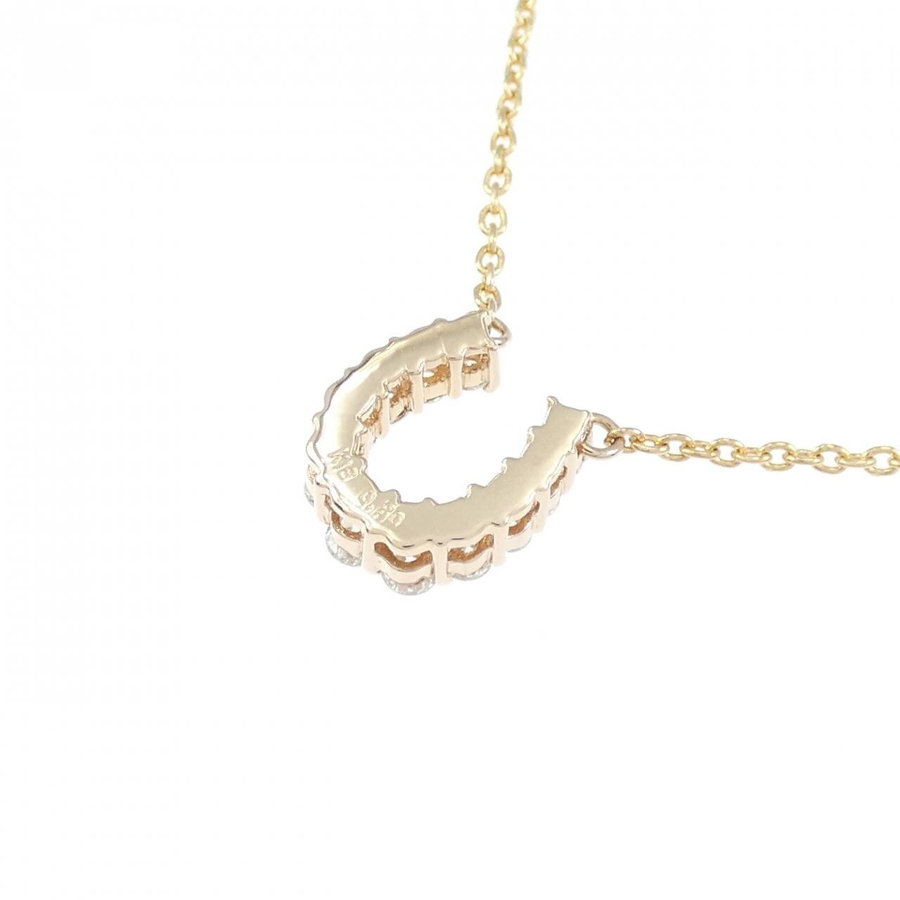 K18PG ホースシュー ダイヤモンド ネックレス 0.20CT