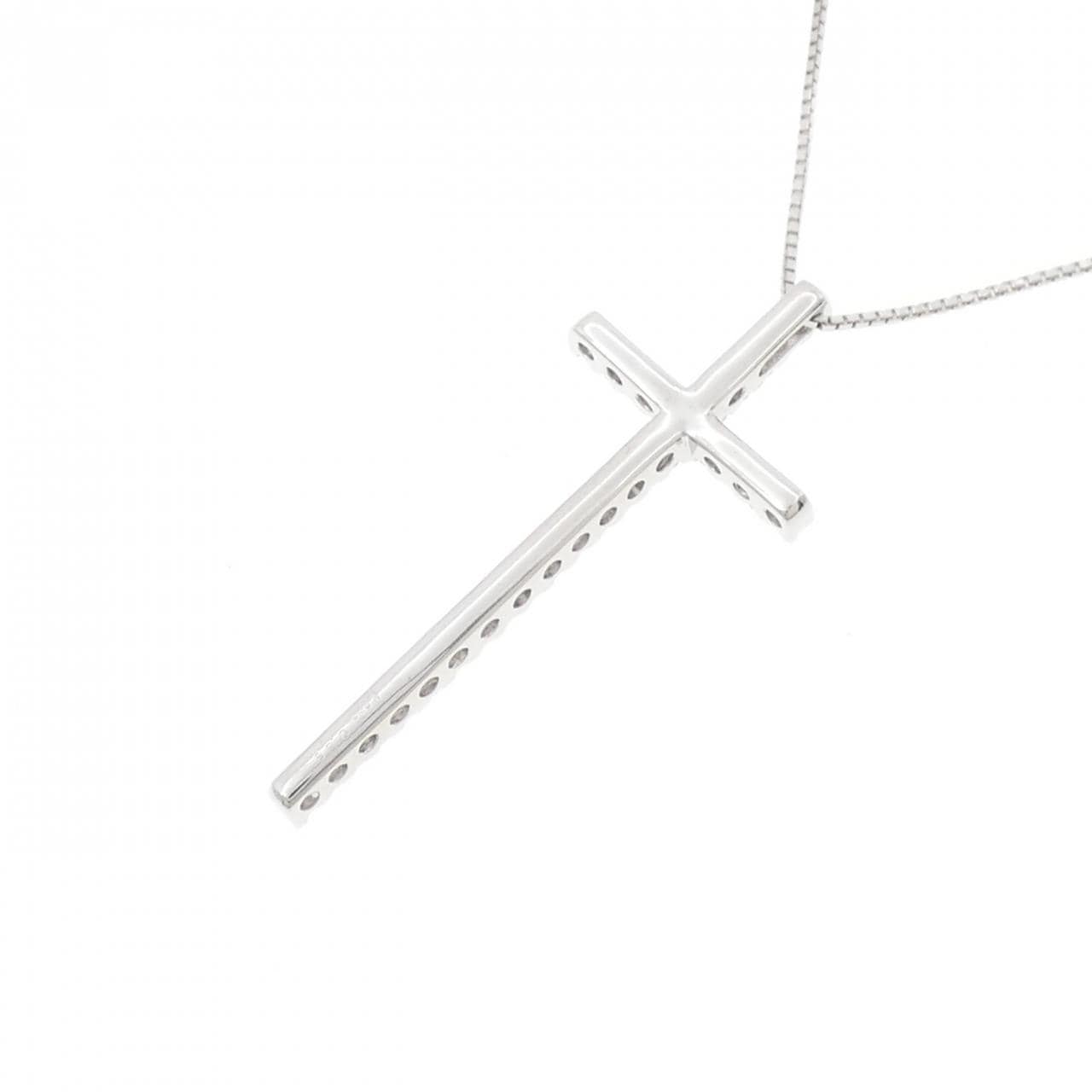 K18WG クロス ダイヤモンド ネックレス 0.56CT