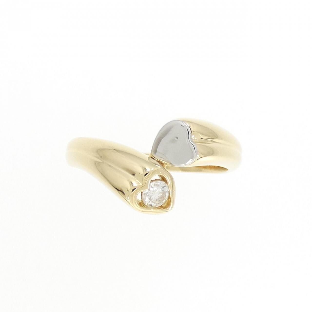 K18YG/PT ハート ダイヤモンド リング 0.10CT