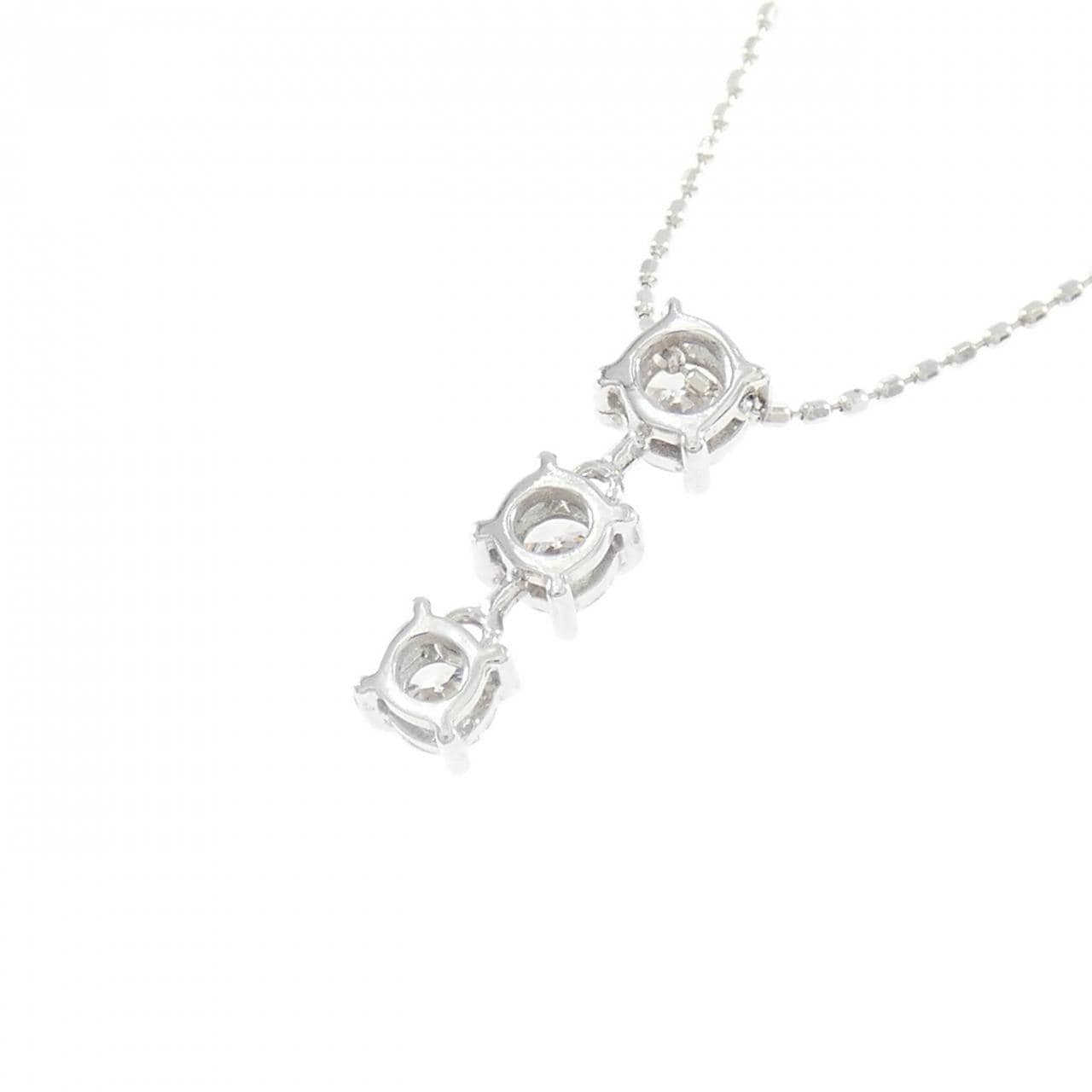 K18WG スリーストーン ダイヤモンド ネックレス 0.50CT