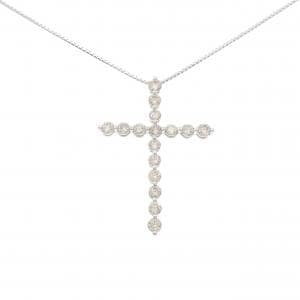 K18WG クロス ダイヤモンド ネックレス 2.30CT