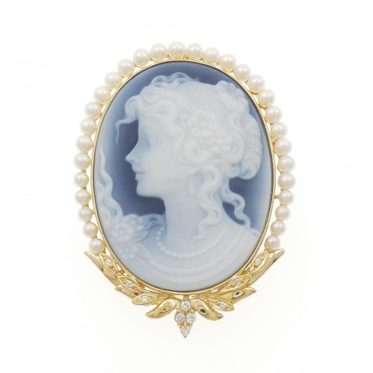 K18YG メノウカメオ ブローチ